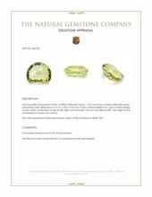 1.20 Ct. Yellowish Green Chrysoberyl from Ceylon (Sri Lanka) Appraisal