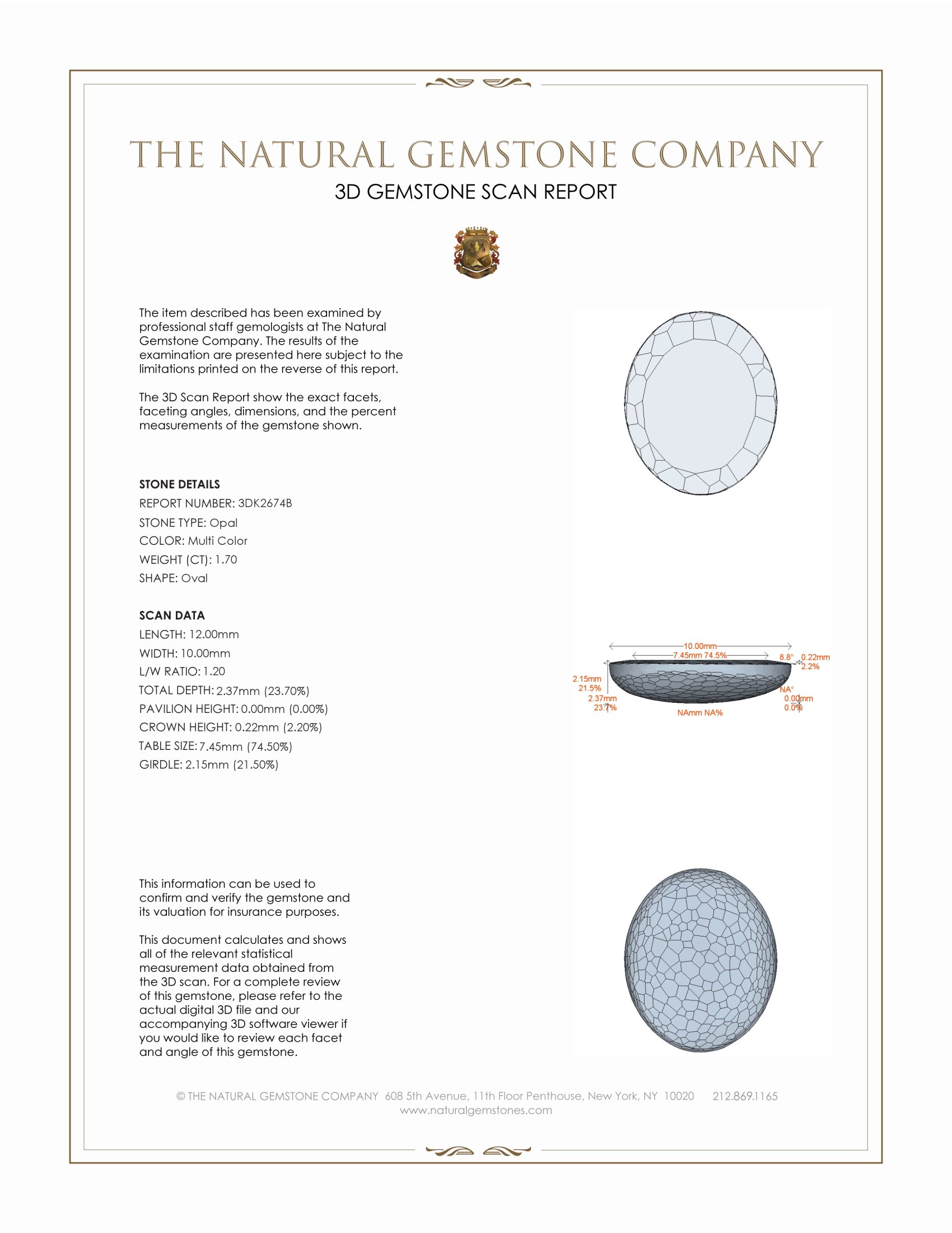 1.70 Ct. White Opal from Australia