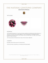0.73 Ct. Purplish Pink Rhodolite Garnet from Ceylon (Sri Lanka) Appraisal