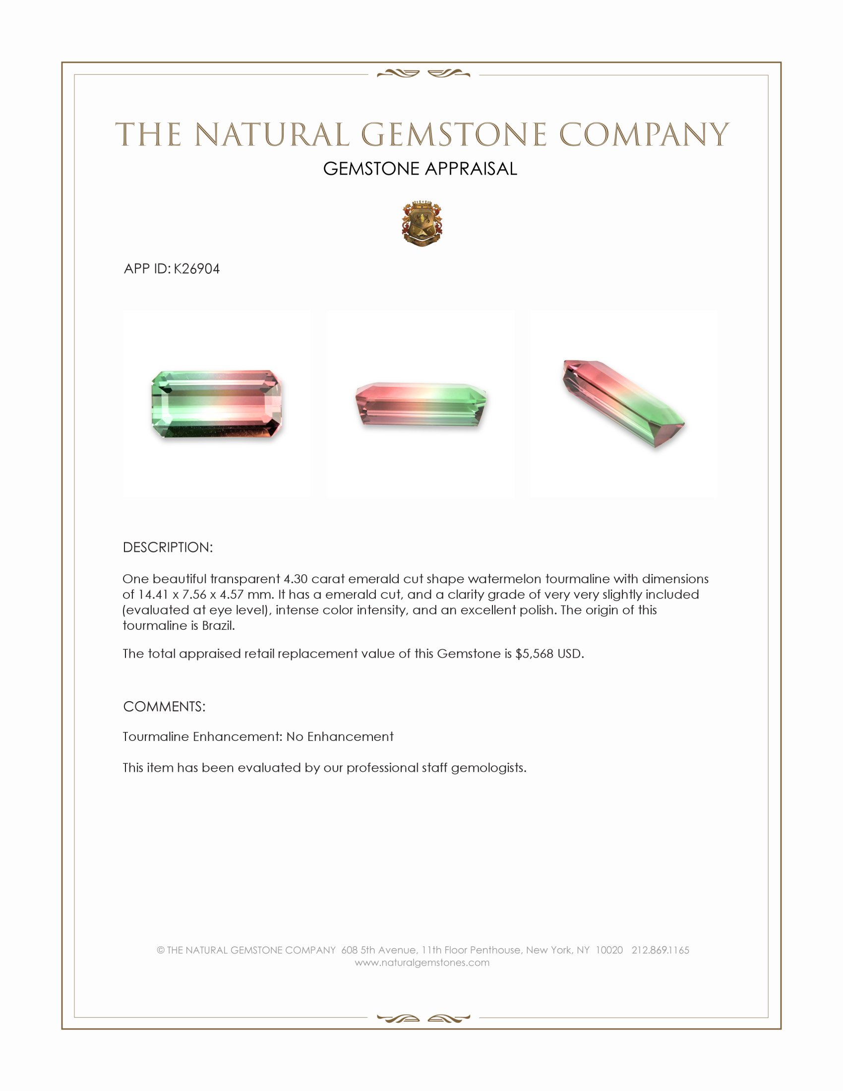 4.30 Ct. Watermelon Tourmaline from Brazil