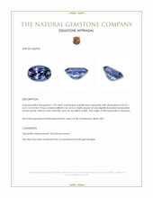 1.29 Ct. Violetish Blue Tanzanite from Tanzania Appraisal