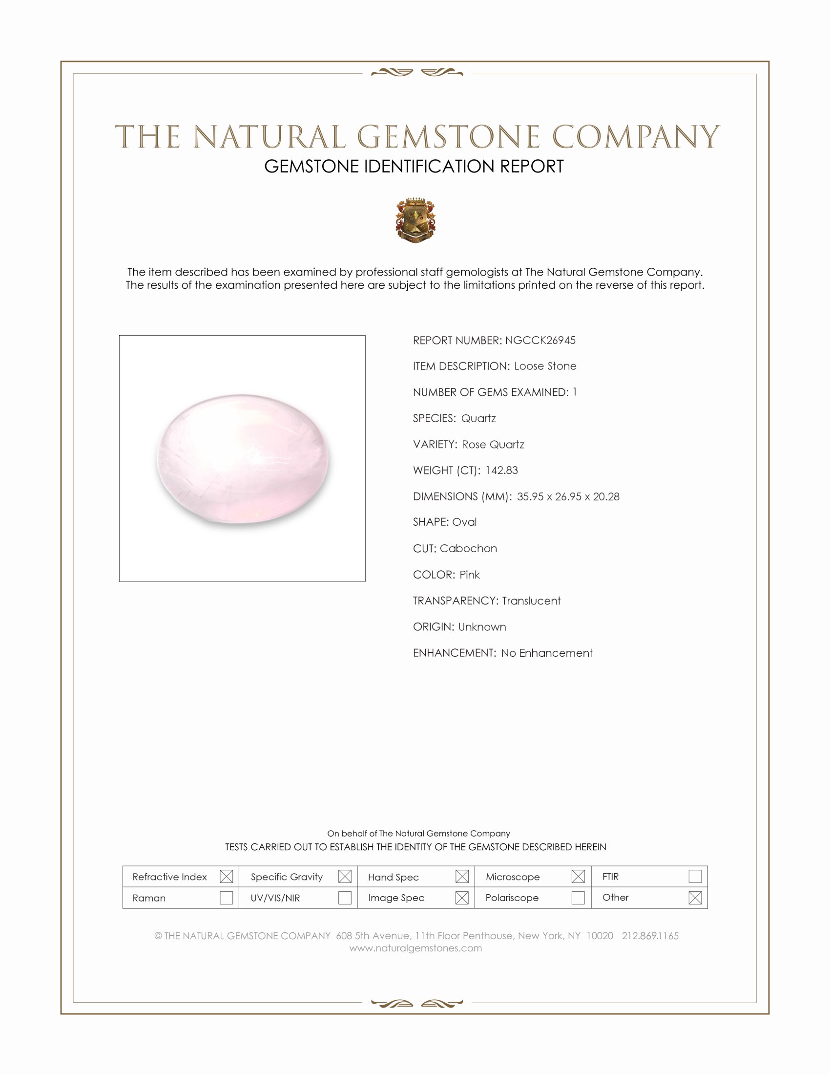 142.83 Ct. Pink Cabochon Rose Quartz
