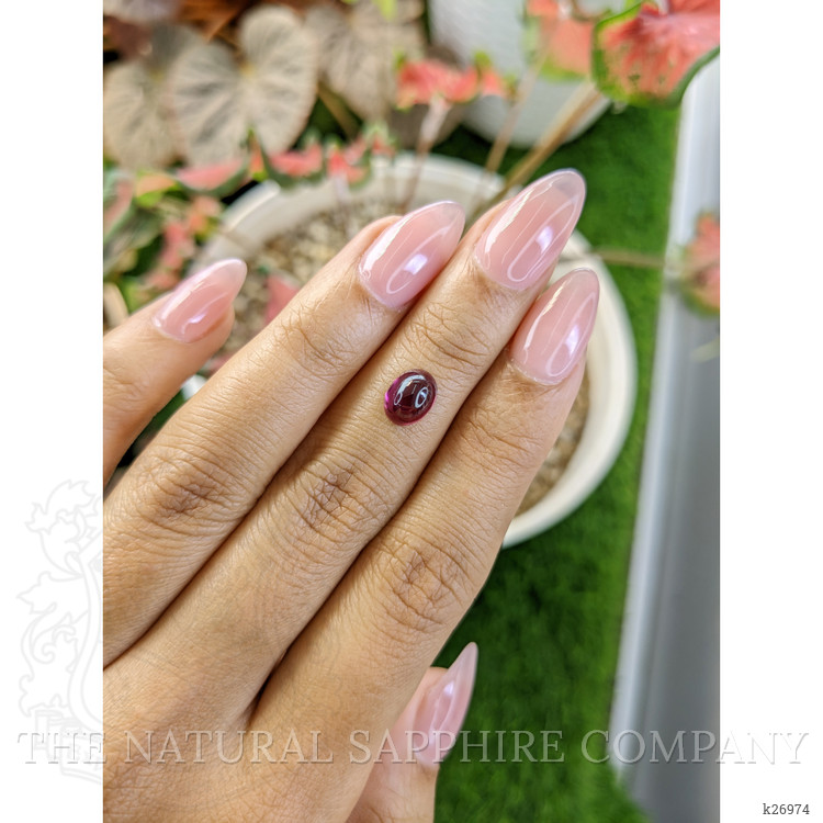 2.18 Ct. Pinkish Purple Cabochon Rhodolite Garnet from Ceylon (Sri Lanka)
