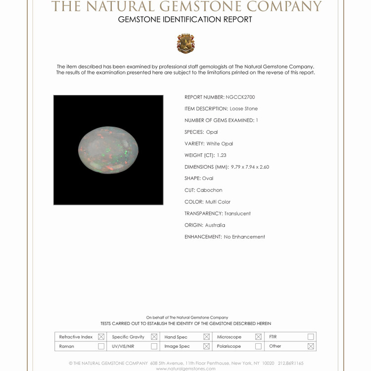 1.23 Ct. Cabochon White Opal from Australia