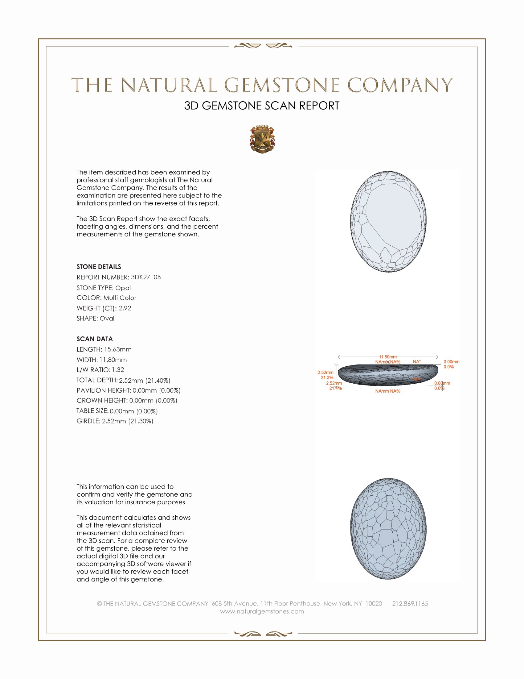 2.92 Ct. White Opal from Australia