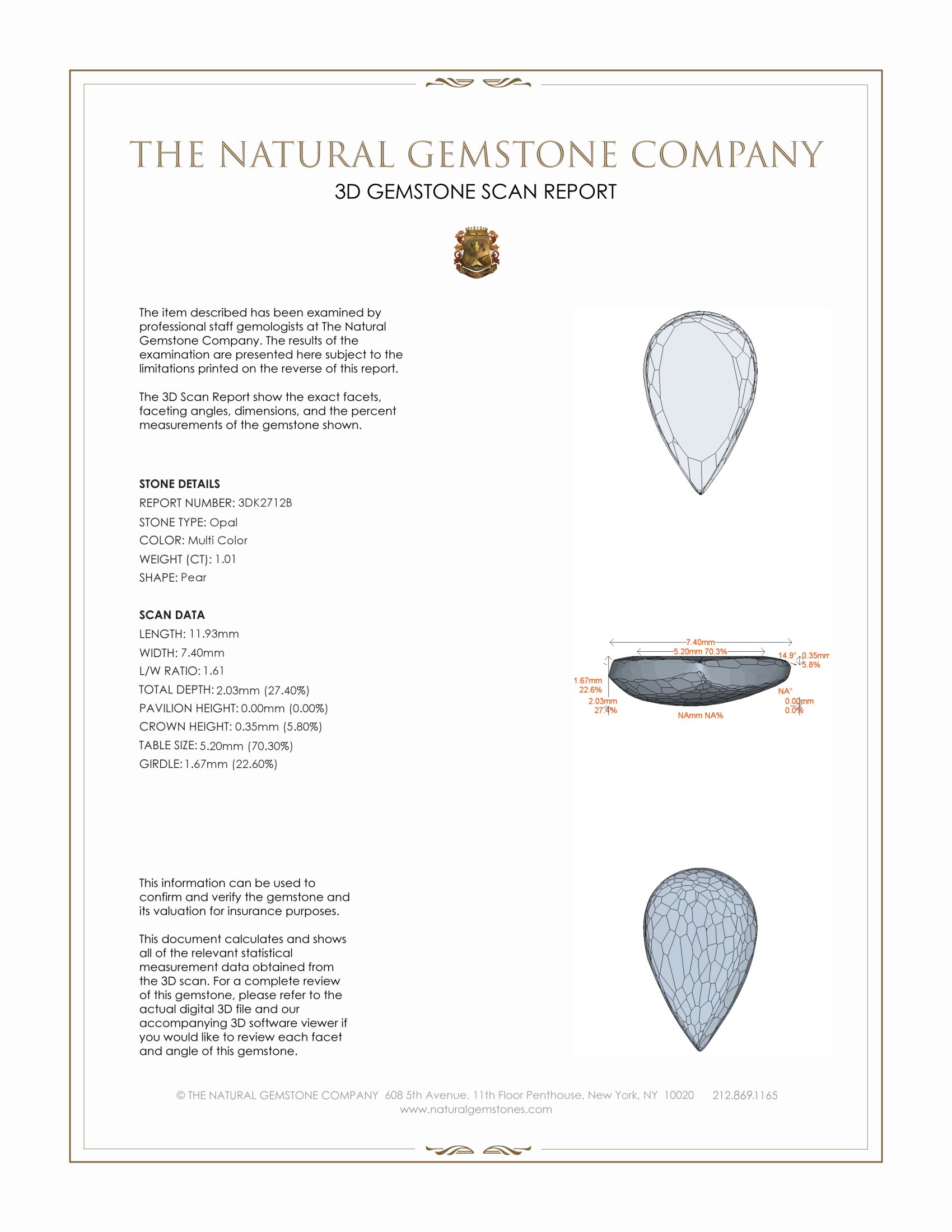 1.01 Ct. White Opal from Australia