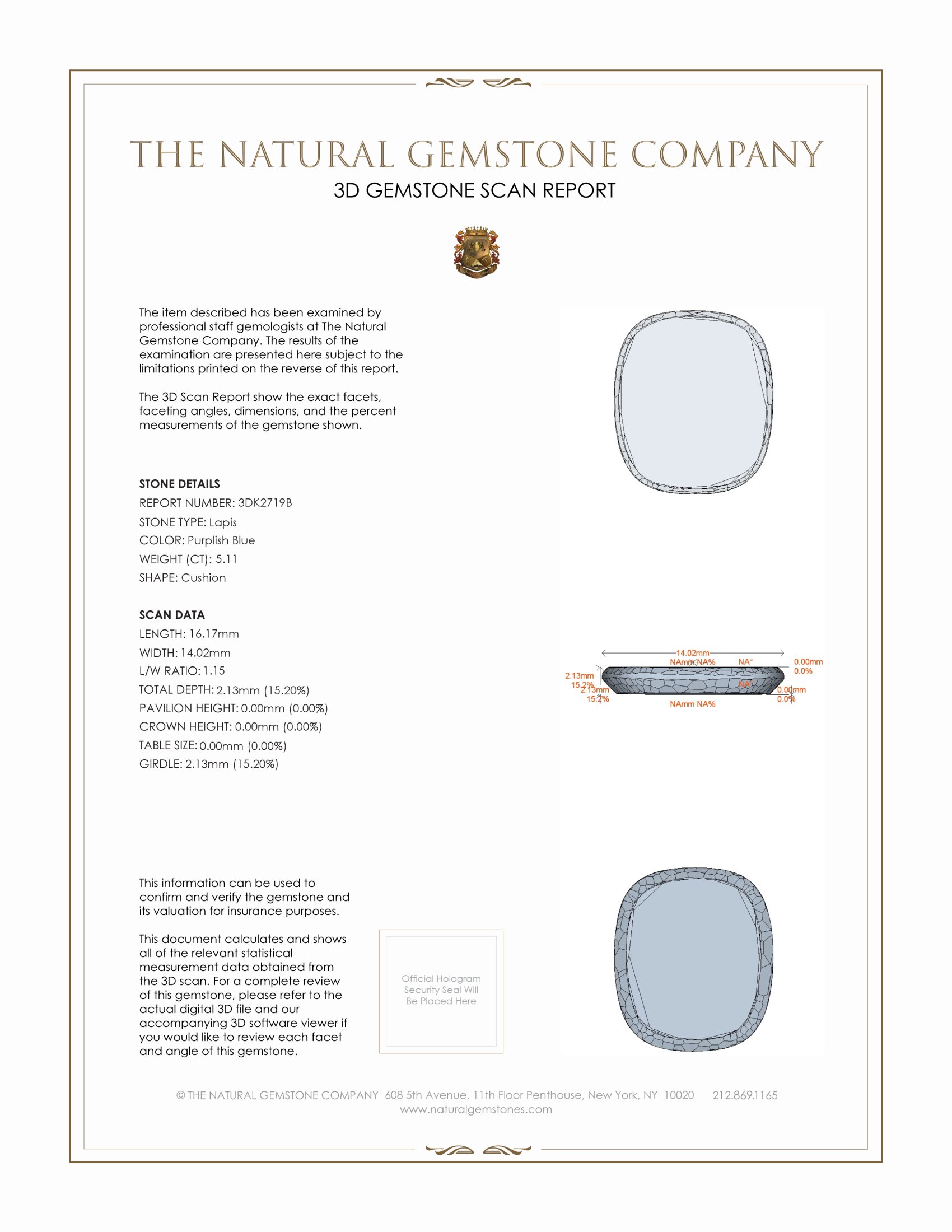 5.11 Ct. Lapis from Afghanistan