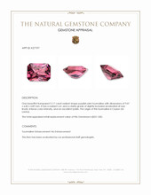 2.17 Ct. Purplish Pink Tourmaline from Ceylon (Sri Lanka) Appraisal