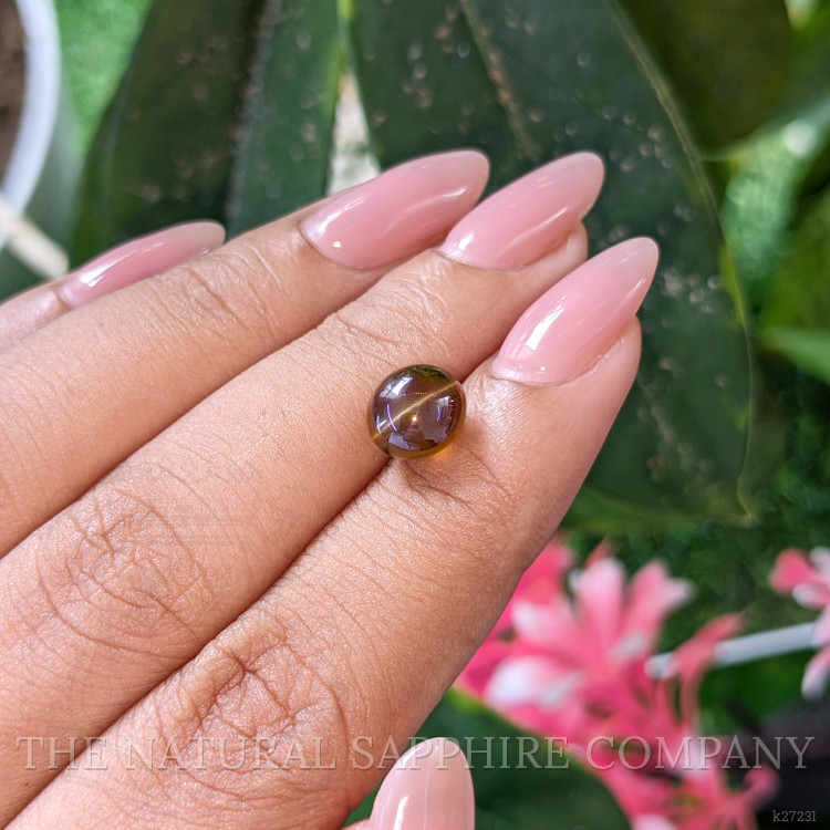 3.70 Ct. Greenish Brown Cabochon Chrysoberyl from Ceylon (Sri Lanka)