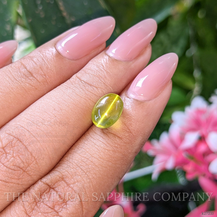 4.58 Ct. Yellowish Green Cabochon Chrysoberyl from Madagascar