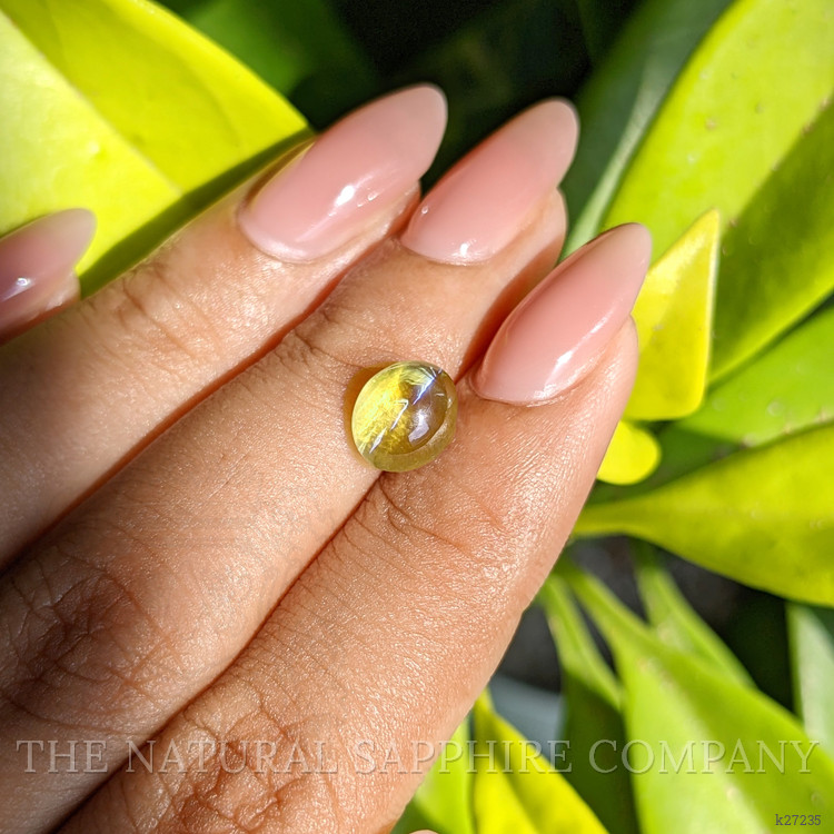2.89 Ct. Greenish Yellow Cabochon Chrysoberyl from Ceylon (Sri Lanka)