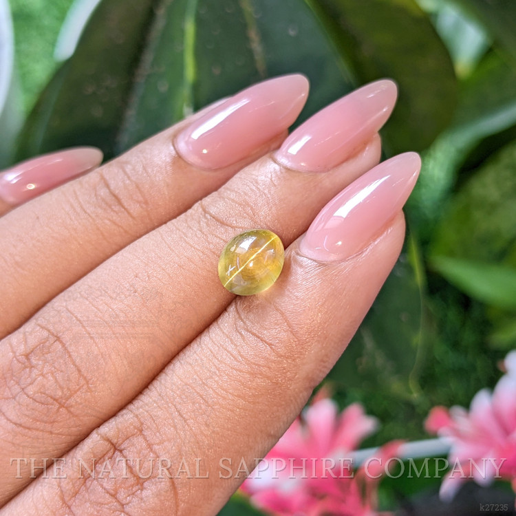 2.89 Ct. Greenish Yellow Cabochon Chrysoberyl from Ceylon (Sri Lanka)