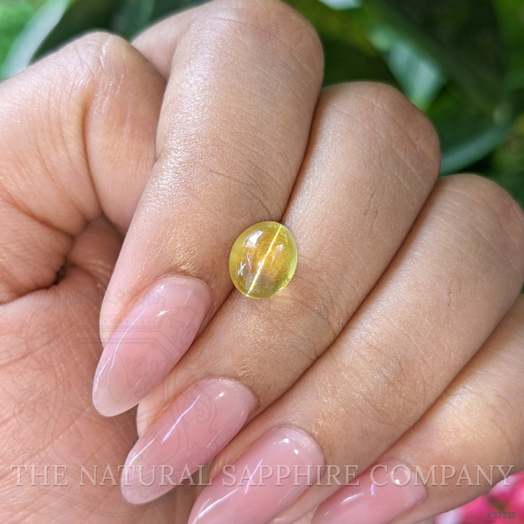 2.89 Ct. Greenish Yellow Cabochon Chrysoberyl from Ceylon (Sri Lanka)