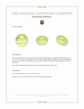 1.58 Ct. Yellowish Green Cabochon Chrysoberyl from Ceylon (Sri Lanka) Appraisal