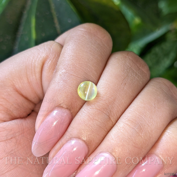 1.58 Ct. Yellowish Green Cabochon Chrysoberyl from Ceylon (Sri Lanka)