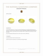 1.44 Ct. Yellowish Green Cabochon Chrysoberyl from Ceylon (Sri Lanka) Appraisal