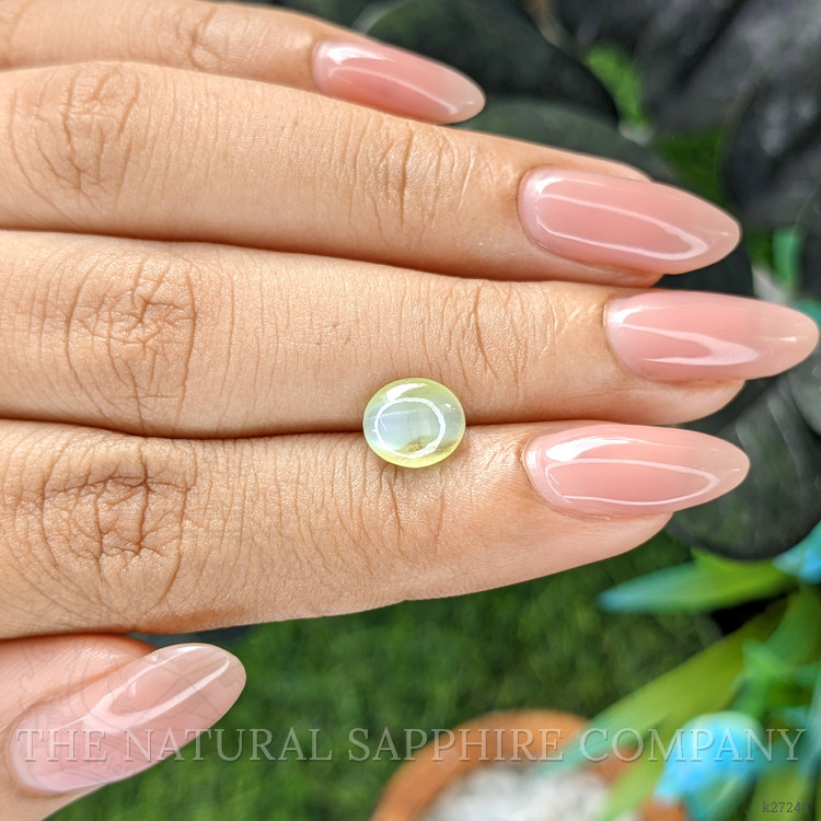 1.75 Ct. Green Cabochon Chrysoberyl from Ceylon (Sri Lanka)