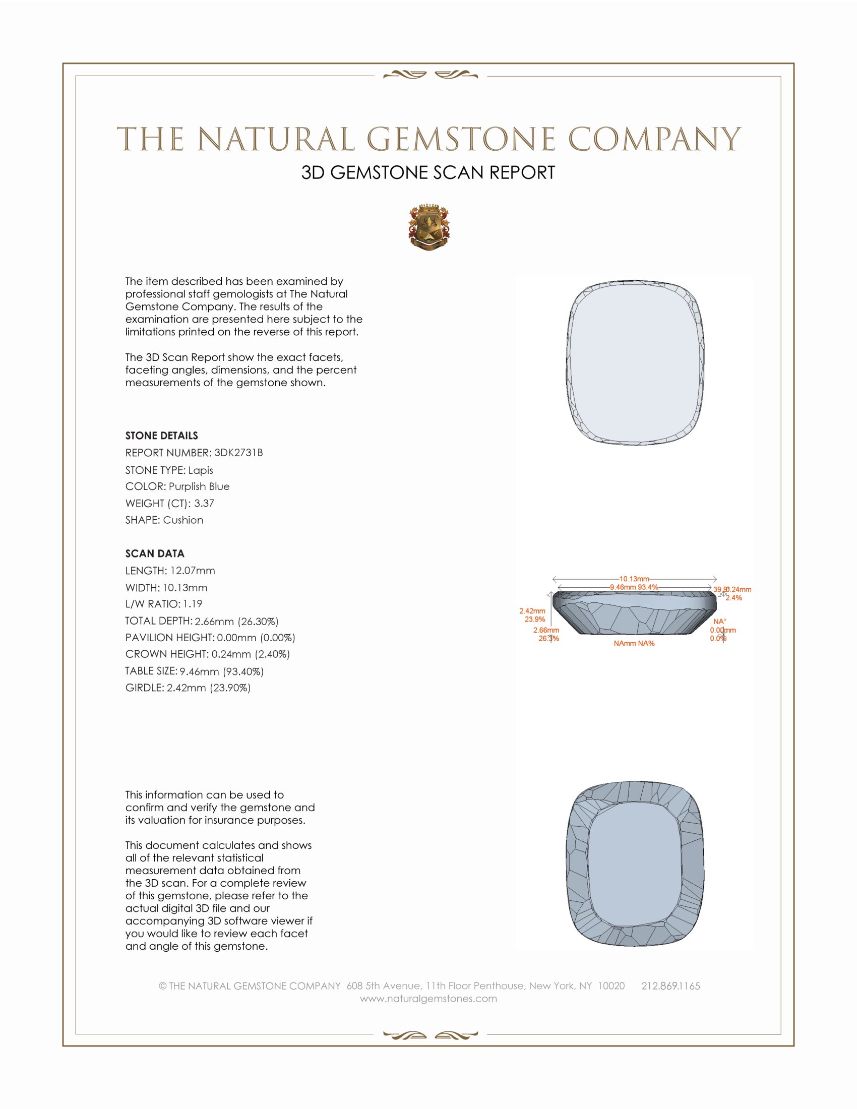 3.37 Ct. Lapis from Afghanistan