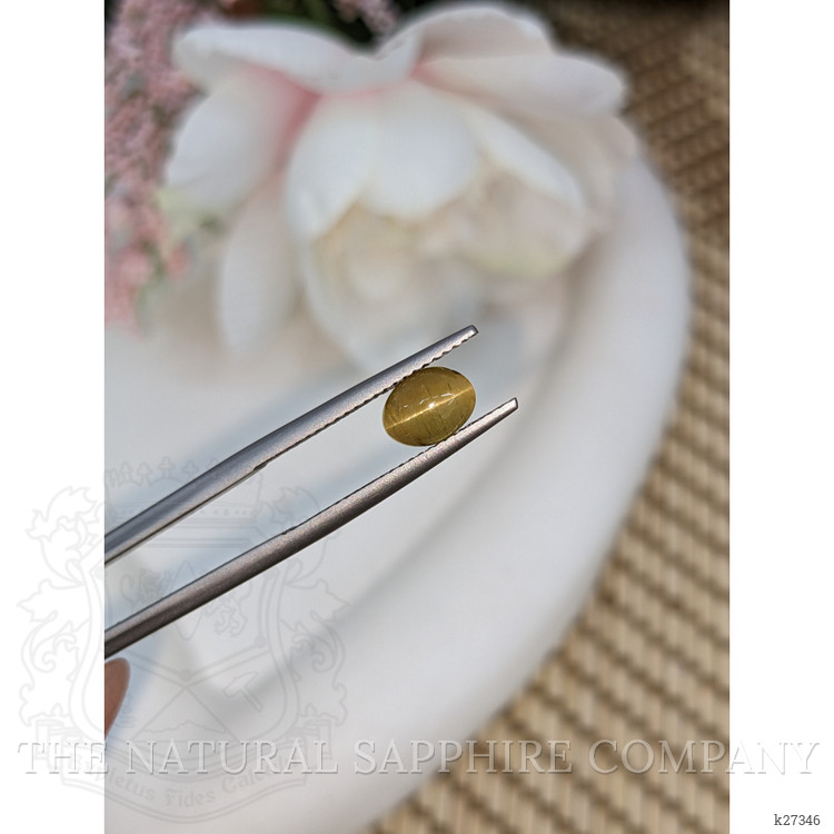 1.56 Ct. Greenish Yellow Cabochon Chrysoberyl from Ceylon (Sri Lanka)