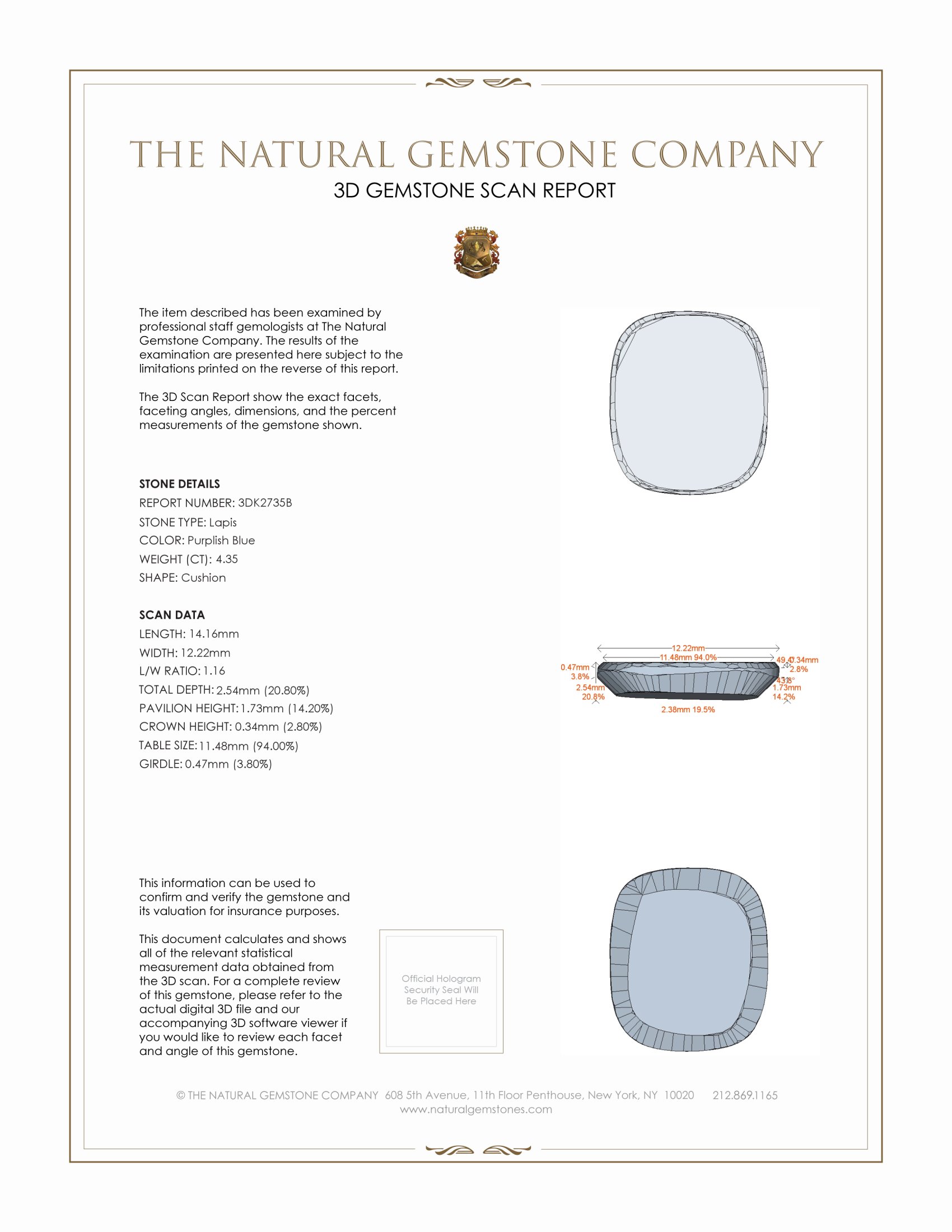 4.35 Ct. Lapis from Afghanistan