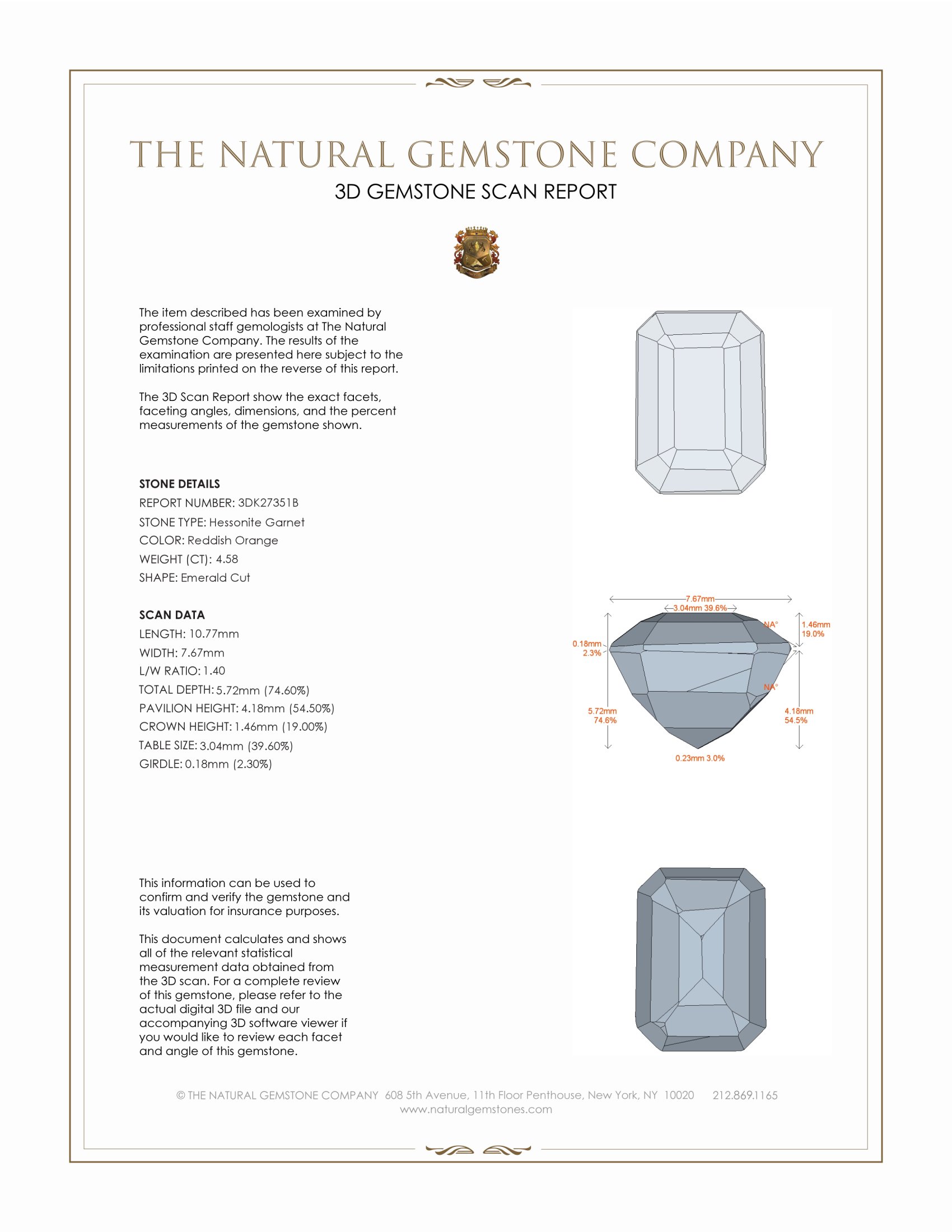 4.58 Ct. Reddish Orange Hessonite Garnet from Madagascar