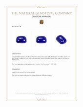 21.08 Ct. Cabochon Lapis from Afghanistan Appraisal