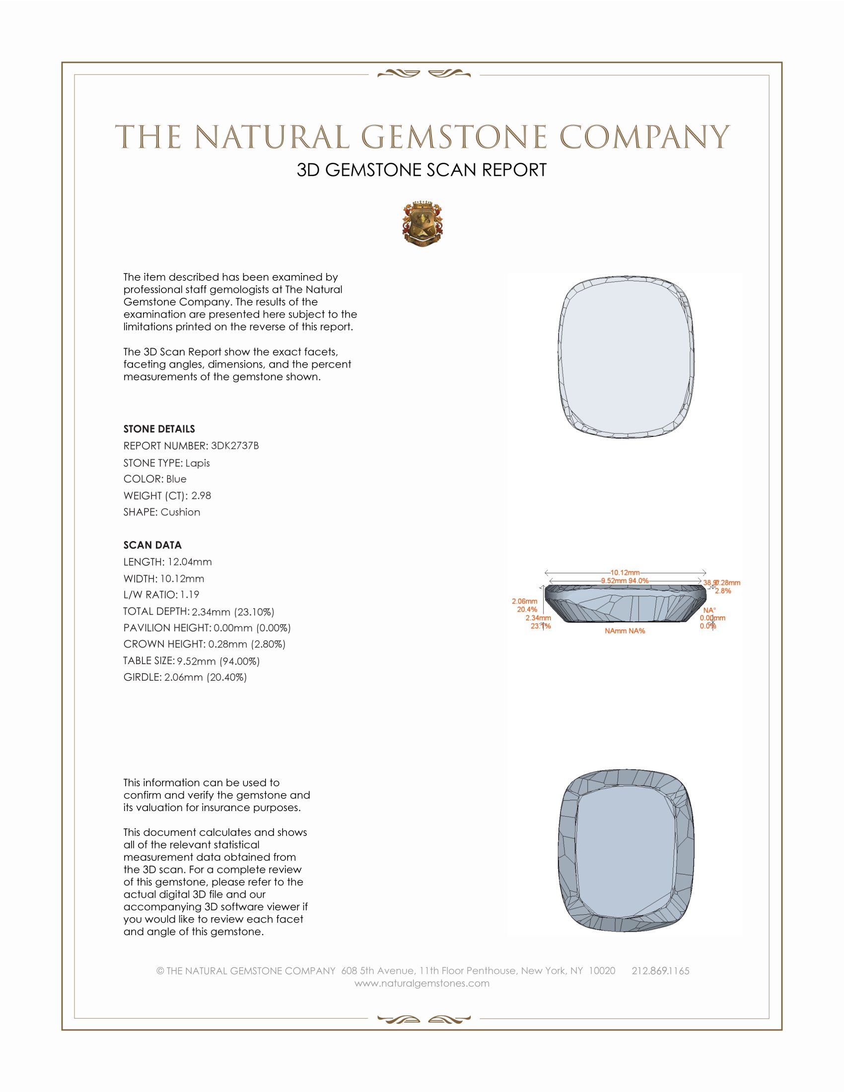 2.98 Ct. Lapis from Afghanistan