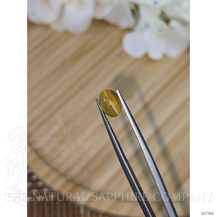 2.30 Ct. Yellowish Green Cabochon Chrysoberyl from Ceylon (Sri Lanka)