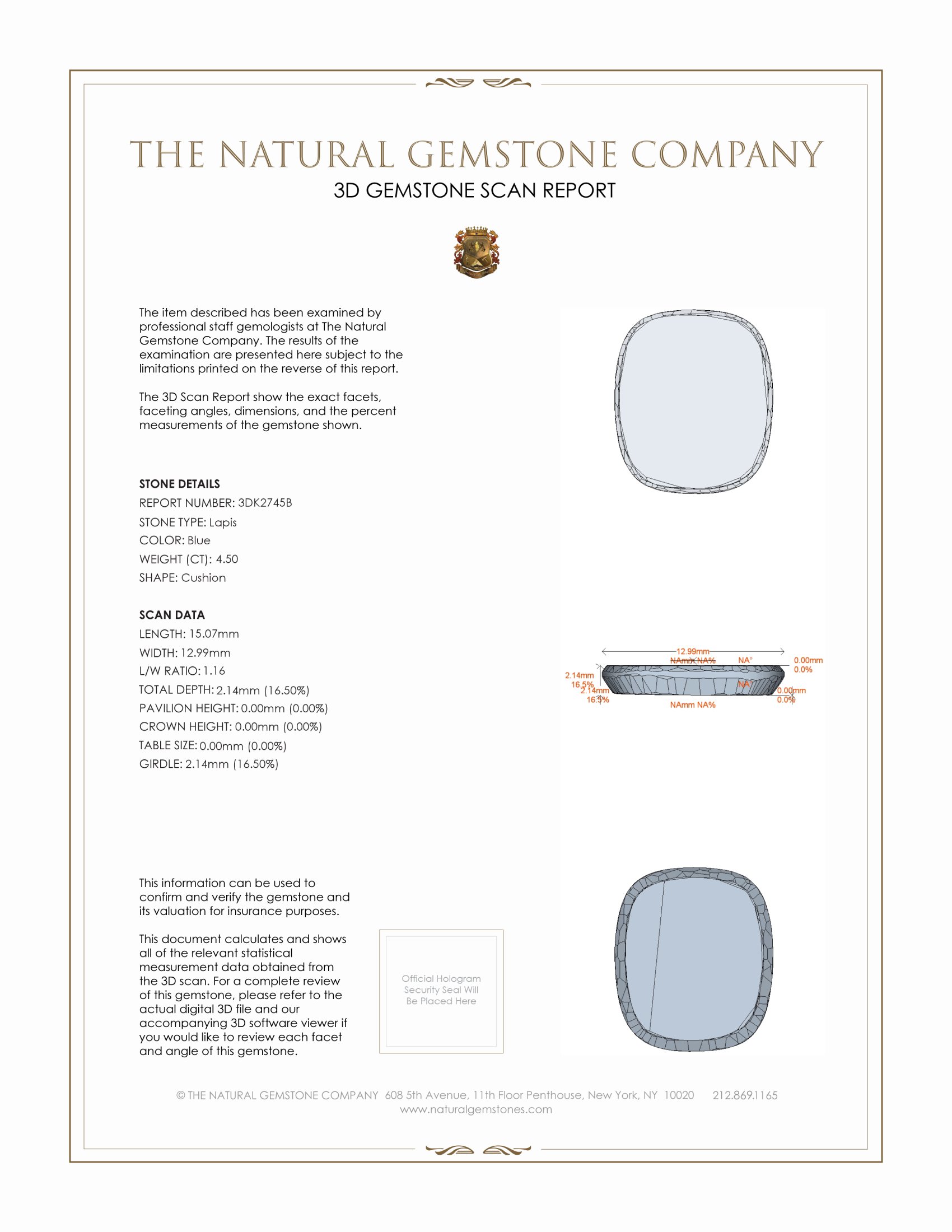 4.50 Ct. Lapis from Afghanistan