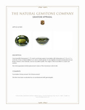 1.79 Ct. Green Tourmaline from Ceylon (Sri Lanka) Appraisal