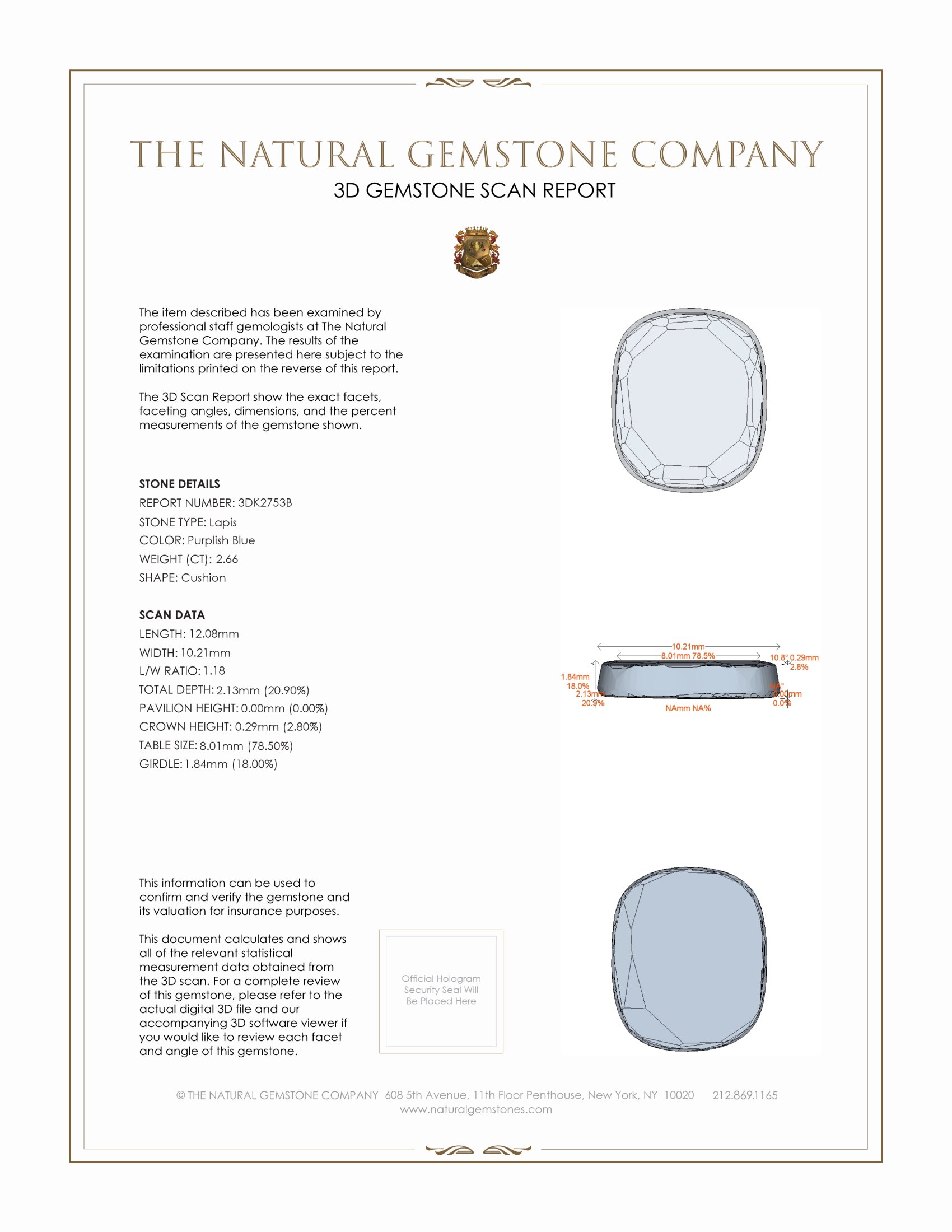 2.66 Ct. Lapis from Afghanistan