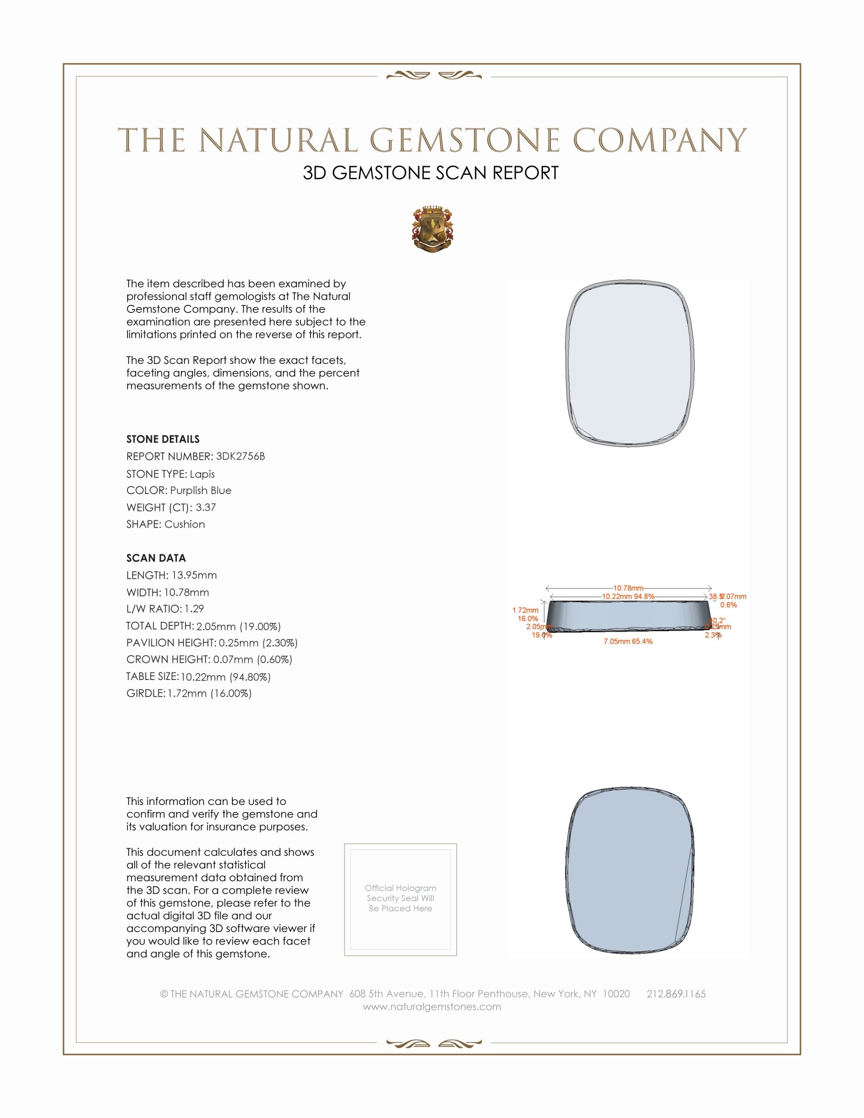 3.37 Ct. Lapis from Afghanistan