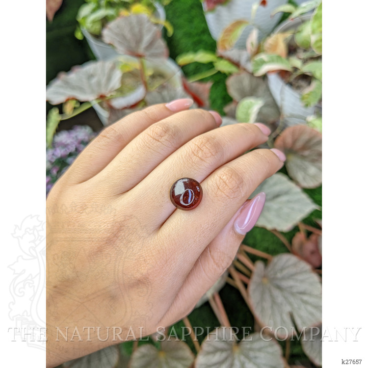 8.77 Ct. Orangish Red Cabochon Garnet from Ceylon (Sri Lanka)