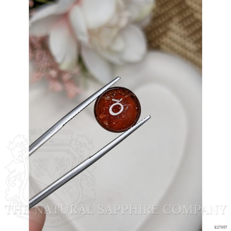 8.77 Ct. Orangish Red Cabochon Garnet from Ceylon (Sri Lanka)