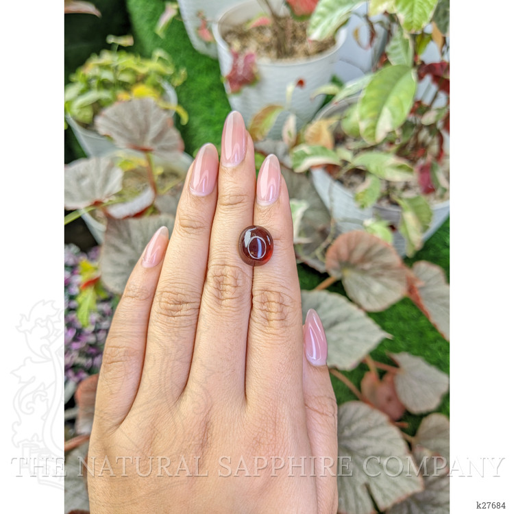 9.34 Ct. Orangish Red Cabochon Garnet from Ceylon (Sri Lanka)
