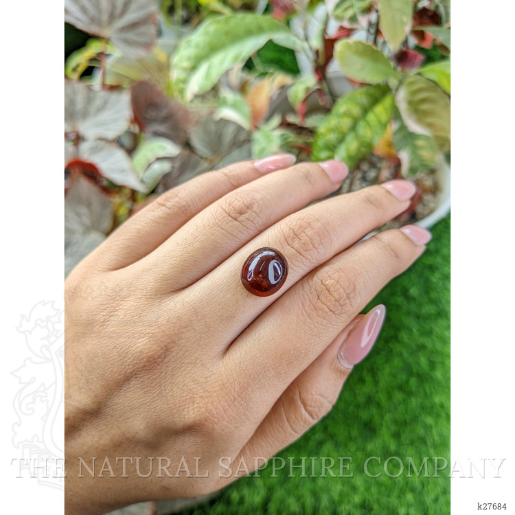 9.34 Ct. Orangish Red Cabochon Garnet from Ceylon (Sri Lanka)