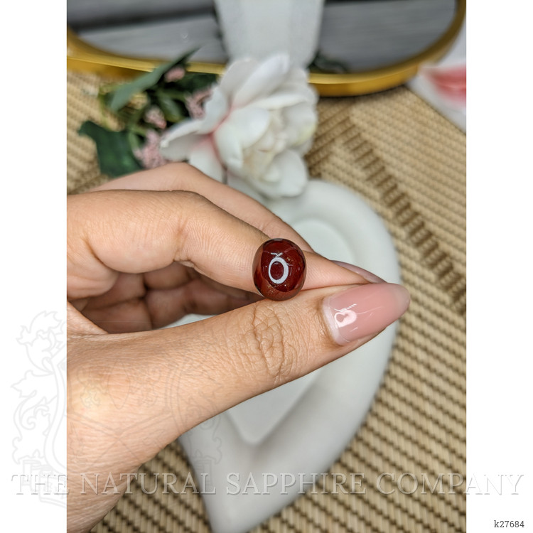 9.34 Ct. Orangish Red Cabochon Garnet from Ceylon (Sri Lanka)