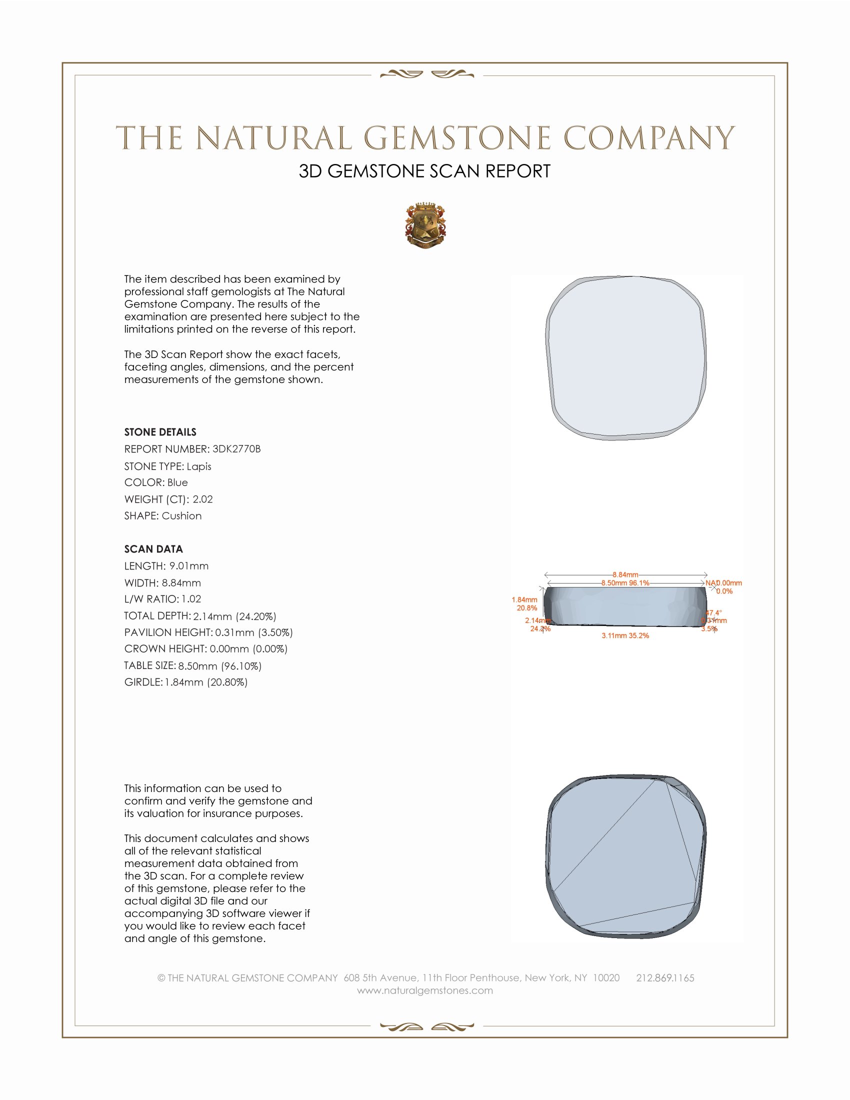 2.02 Ct. Lapis from Afghanistan