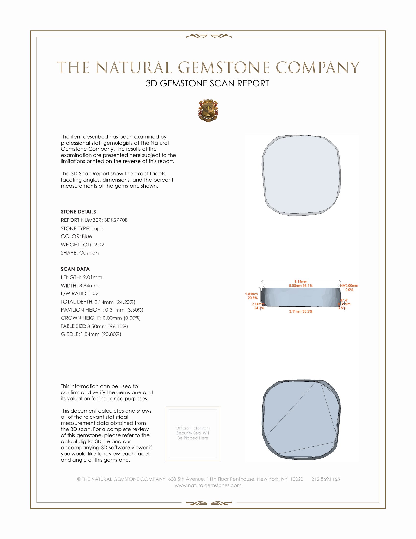 2.02 Ct. Lapis from Afghanistan