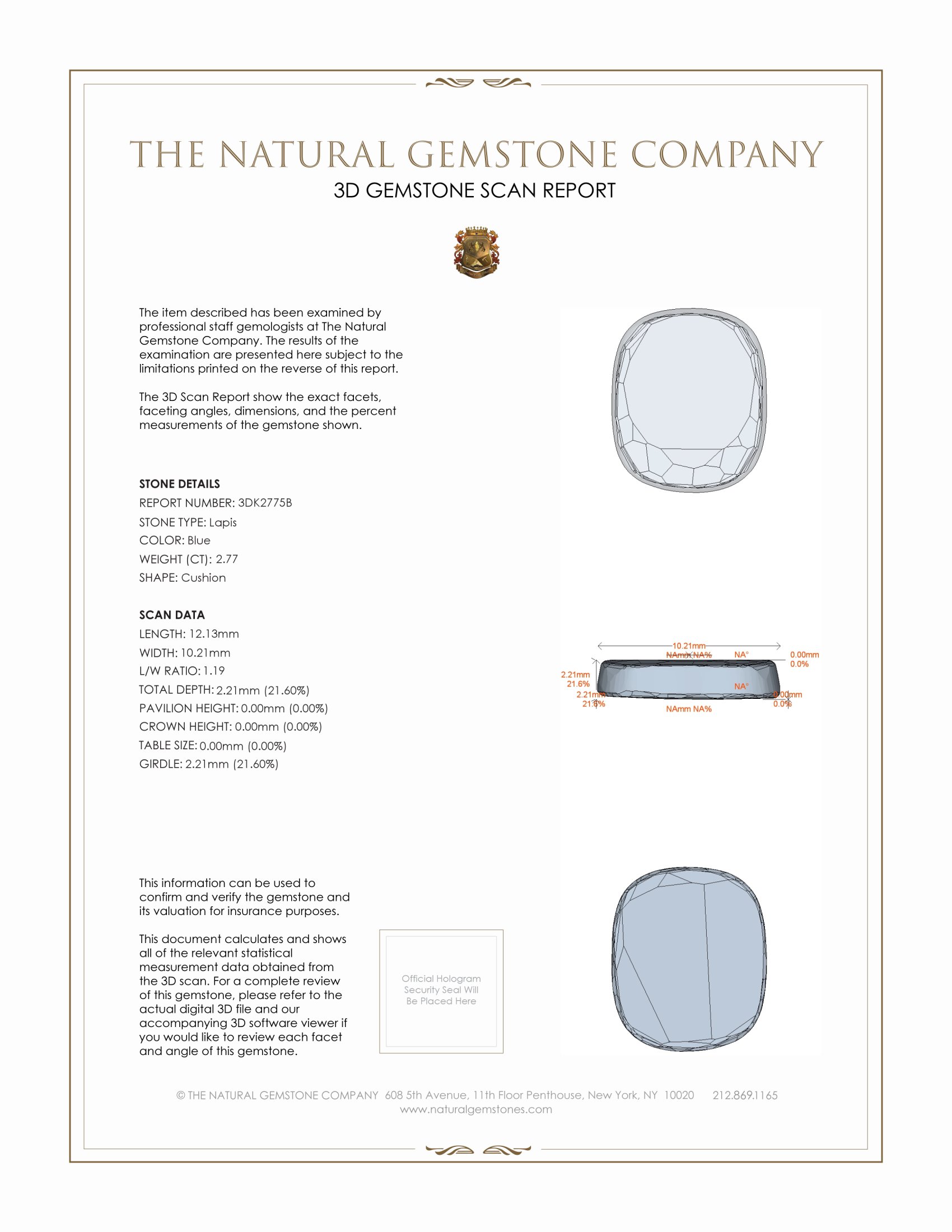 2.77 Ct. Lapis from Afghanistan