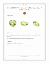 1.02 Ct. Yellowish Green Chrysoberyl from Ceylon (Sri Lanka) Appraisal