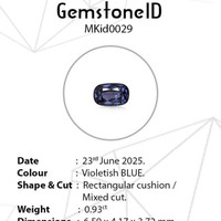 0.92 Ct. Blue Cobalt Spinel from Ceylon (Sri Lanka) Scan Report