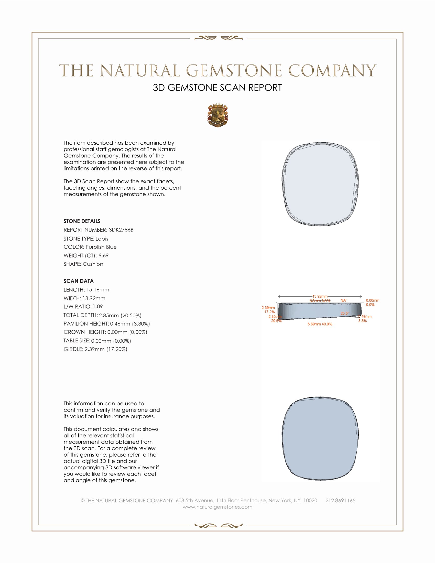 6.69 Ct. Lapis from Afghanistan