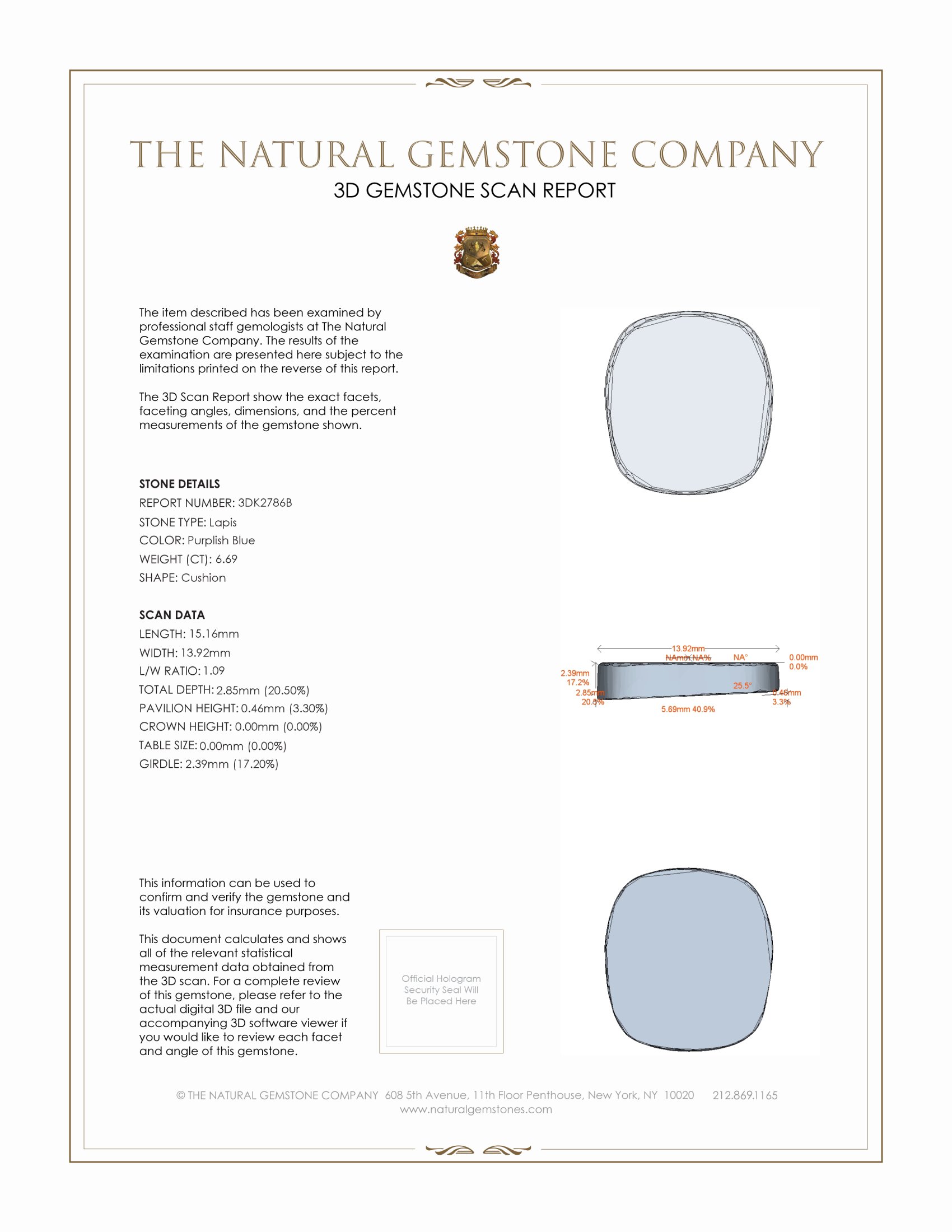 6.69 Ct. Lapis from Afghanistan