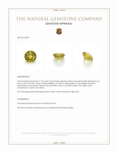 1.23 Ct. Greenish Yellow Chrysoberyl from Ceylon (Sri Lanka) Appraisal