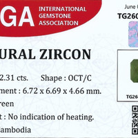 2.31 Ct. Green Zircon from Cambodia Scan Report