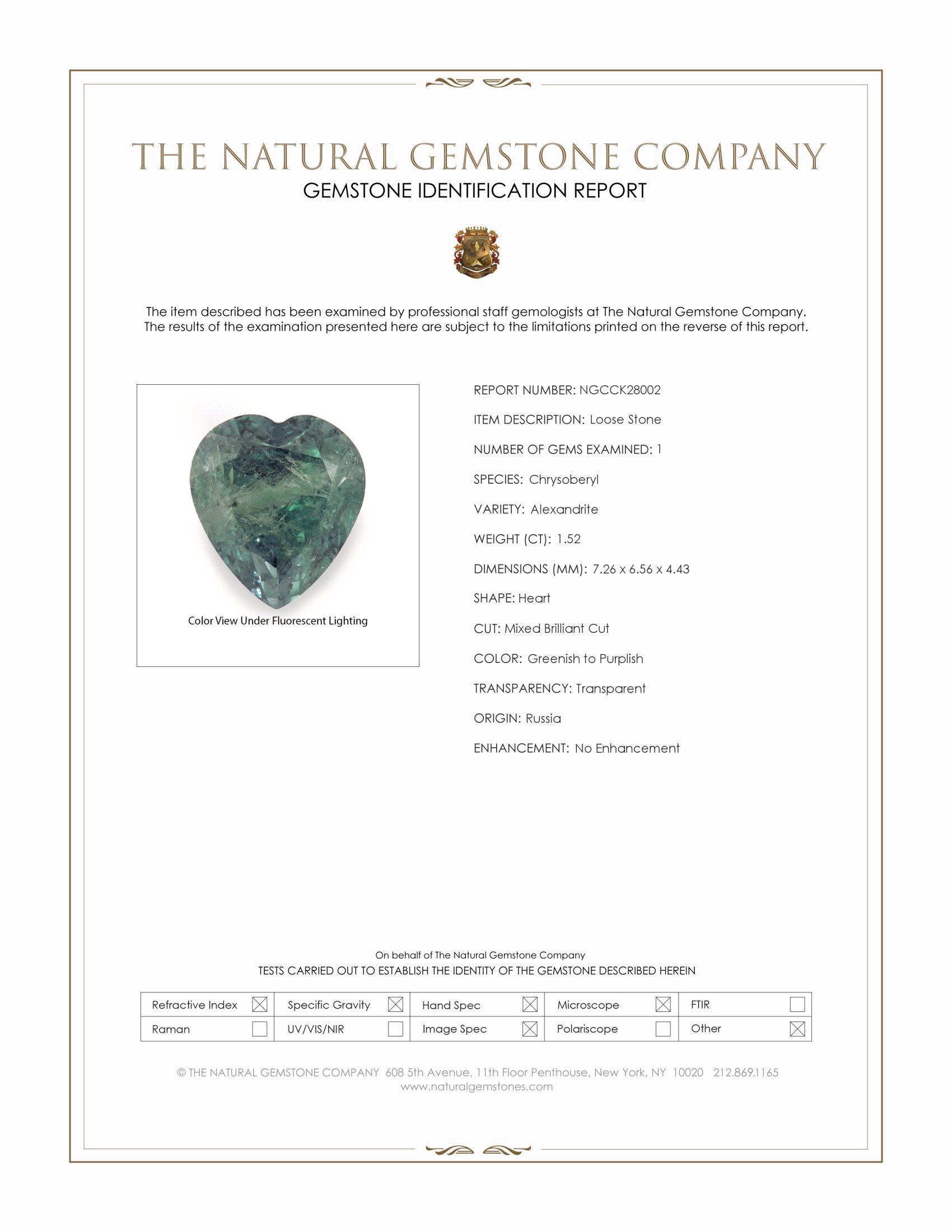 1.52 Ct. Alexandrite from Russia