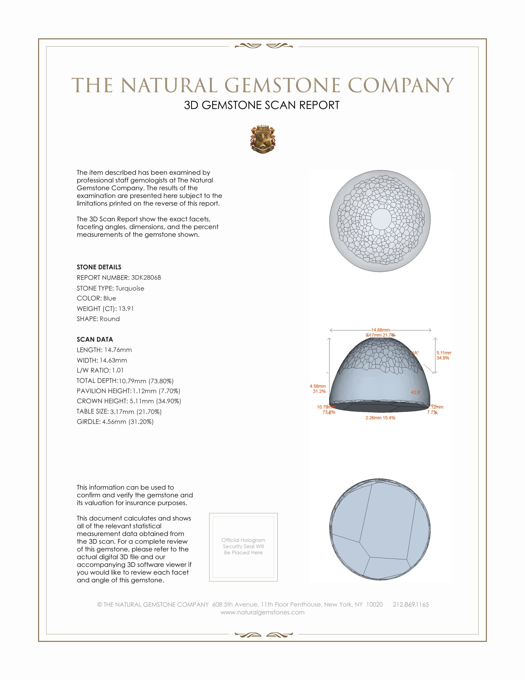 13.91 Ct. Cabochon Turquoise from Persia