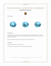 33.80 Ct. Blue Cabochon Turquoise from Persia(Iran) Appraisal