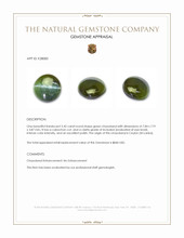 2.42 Ct. Green Cabochon Chrysoberyl from Ceylon (Sri Lanka) Appraisal